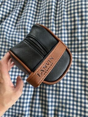 Lanvin Black and Brown Leather Travel Toiletry Case